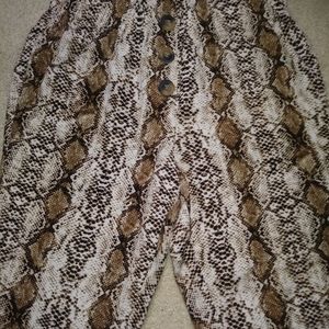 Faux snake print high waisted pants